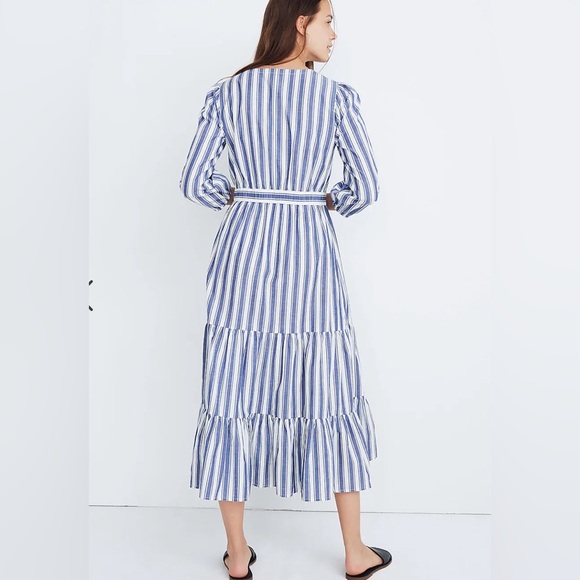 Madewell Ruffle-Sleeve Tiered Dress in Ava Stripe - Picture 2 of 12